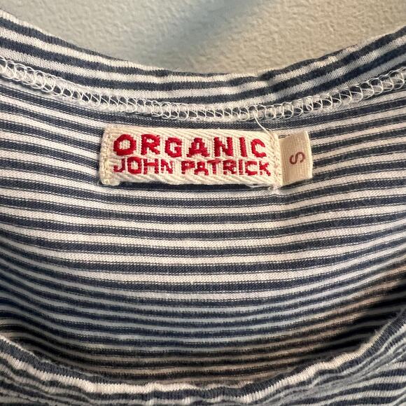 Organic John Patrick 100% Cotton Blue Striped T-Shirt Size S - Picture 3 of 7